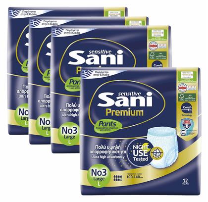 Sani Sensitive Premium Πάνες Βρακάκι Ακράτειας No 3 Large 4x12τμχ