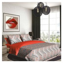 SB Home Σετ King Size 4τμχ 260x280εκ. Lines Κόκκινο