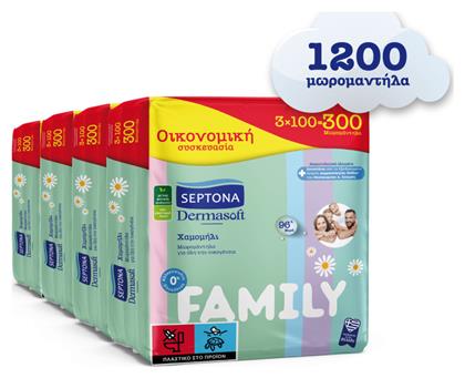 Septona Family Μωρομάντηλα χωρίς Οινόπνευμα & Parabens με Χαμομήλι 12x100τμχ