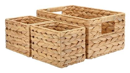 Σετ Διακοσμητικά Καλάθια Ψάθινα Μπεζ 30x10x14εκ. 3τμχ Estia