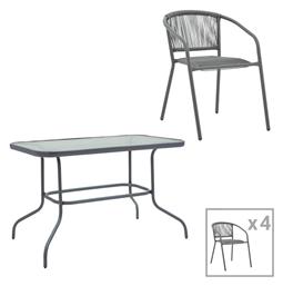 Σετ Τραπεζαρίας 5τμχ Ανθρακί-γυαλί-pe Rattan 130-000155