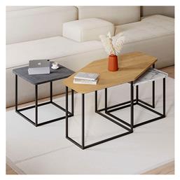 Σετ Ζιγκόν Nesty 3τμχ 110x60x48cm Saphhire Oak - Γκρι Ρετρό - Λευκό Εφέ Μαρμάρου