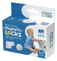 Sipo Προστατευτικά για Ντουλάπια & Συρτάρια με Μαγνήτη από Πλαστικό σε Λευκό Χρώμα 4εκ. 4τμχ