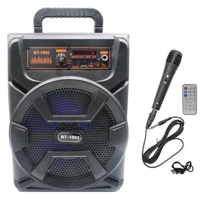 Ηχείο Karaoke με Ενσύρματo Μικρόφωνο Bt-1902 σε Μαύρο Χρώμα