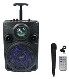 Ηχείο Karaoke με Ενσύρματo Μικρόφωνο και Εφέ Φωτισμού Bt-2077 σε Μαύρο Χρώμα