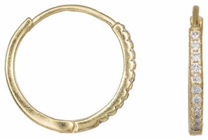 Σκουλαρίκια Κρίκοι από Ασήμι Επιχρυσωμένα με Πέτρες