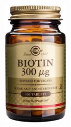 Solgar Biotin Βιταμίνη για τα Μαλλιά, τo Δέρμα & τα Νύχια 300mcg 100 ταμπλέτες από το Pharm24