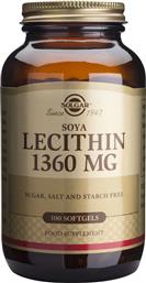 Solgar Soya Lecithin Συμπλήρωμα Διατροφής με Λεκιθίνη 1360mg 100 μαλακές κάψουλες από το Pharm24