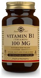 Solgar Vitamin B1 (Thiamin) Βιταμίνη για την Υγεία του Νευρικού Συστήματος 100mg 100 φυτικές κάψουλες από το Pharm24