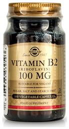 Solgar Vitamin B2 Βιταμίνη για την Υγεία του Νευρικού Συστήματος 100mg 100 φυτικές κάψουλες