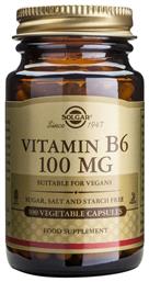 Solgar Vitamin B6 Βιταμίνη για την Υγεία του Νευρικού Συστήματος 100mg 100 φυτικές κάψουλες από το Pharm24