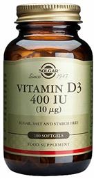 Solgar Vitamin D3 (Cholecalciferol) Βιταμίνη για Ανοσοποιητικό 400iu 100 μαλακές κάψουλες από το Pharm24