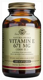 Solgar Vitamin E Βιταμίνη για Αντιοξειδωτικό 1000iu 671mg 100 μαλακές κάψουλες από το Pharm24