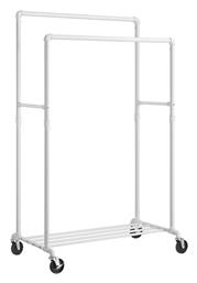 Songmics Τροχήλατη Κρεμάστρα Δαπέδου από Μέταλλο Λευκή 100x59x162cm