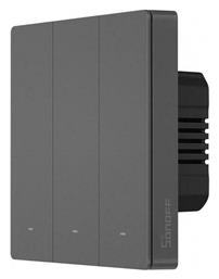Sonoff Smart Χωνευτός Διακόπτης Τοίχου Wi-Fi για Έλεγχο Φωτισμού με Πλαίσιο και Τρία Πλήκτρα Φωτιζόμενος Γκρι