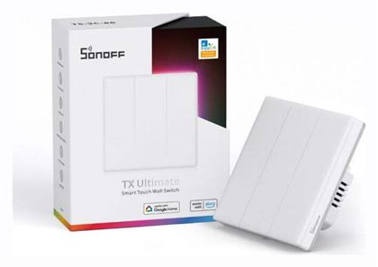 Sonoff T5EU3C Χωνευτός Διακόπτης Τοίχου Wi-Fi Φωτισμού Τριπλός με Πλαίσιο Λευκός από το e-shop