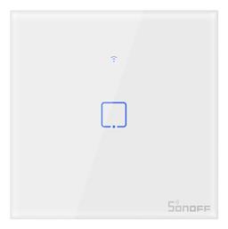 Sonoff TX T1 Χωνευτός Διακόπτης Τοίχου Wi-Fi για Έλεγχο Φωτισμού με Πλαίσιο και Ένα Πλήκτρο Αφής Φωτιζόμενος Λευκός