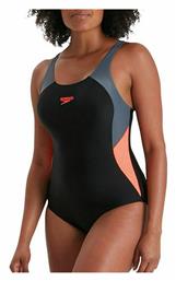 Speedo Colourblock Splice Muscleback Αθλητικό Ολόσωμο Μαγιό Μαύρο