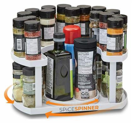 Spice Spinner Περιστρεφόμενος Οργανωτής Μπαχαρικών Πλαστικός Λευκός