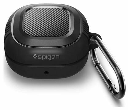 Spigen Rugged Armor Θήκη Σιλικόνης με Γάντζο σε Μαύρο χρώμα για Galaxy Buds 2 Pro / 2 / Live / Pro από το Public