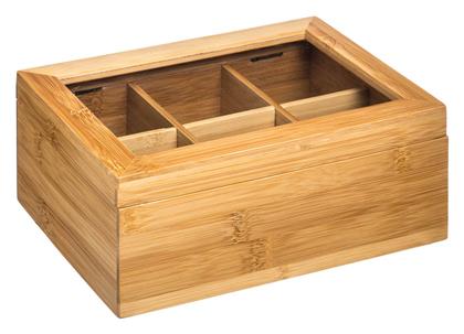 Spitishop Cuisine Κουτί Τσάι με Καπάκι Ξύλινο σε Μπεζ Χρώμα 22x16x8.7cm