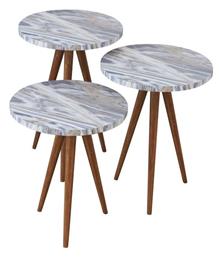 Στρογγυλό Σετ Ζιγκόν Bisi Ξύλινο Γκρι 3τμχ Μ33,5xΠ33,5xΥ52εκ.