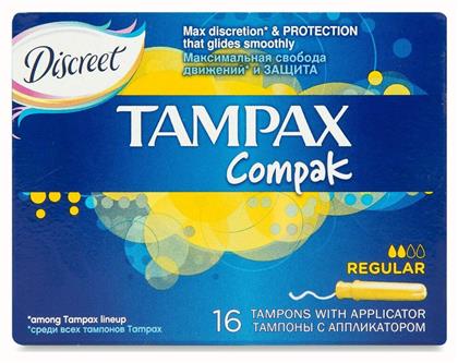 Tampax Ταμπόν Compak Regular με Απλικατέρ για Κανονική Ροή 16τμχ