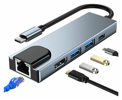 Tech-Protect V3-HUB USB 3.0 Hub 3 Θυρών με σύνδεση USB-C & Θύρα Φόρτισης Γκρι