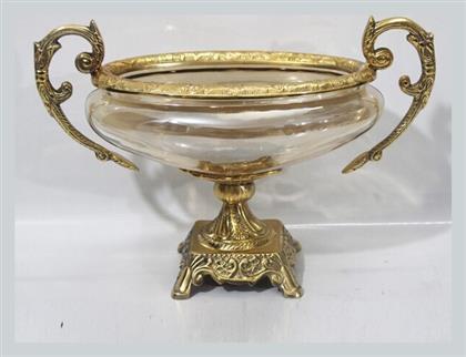 Τελειωματα Αντικε Τουρτιέρα Γυάλινη με Πόδι Χρυσή 31x14x22εκ.