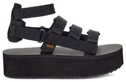 Teva Mevia Δερμάτινα Γυναικεία Σανδάλια Flatforms σε Μαύρο Χρώμα