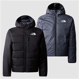 The North Face Παιδικό Casual Μπουφάν Κοντό Διπλής Όψης με Κουκούλα Μαύρο από το Spartoo