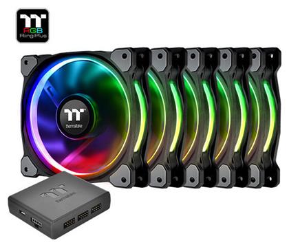 Thermaltake Riing Plus 14 RGB Radiator Fan TT Premium Case Fan 140mm με Σύνδεση 4-Pin PWM 5τμχ