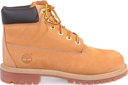 Timberland Δερμάτινο Παιδικό Μποτάκι Αδιάβροχο με Κορδόνια για Αγόρι Ταμπά