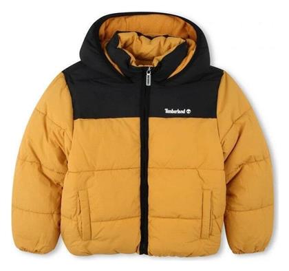 Timberland Παιδικό Καπιτονέ Μπουφάν με Κουκούλα Κίτρινο