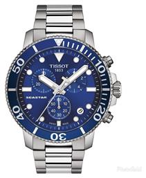 Tissot Seastar 1000 Ρολόι Χρονογράφος Μπαταρίας με Ασημί Μεταλλικό Μπρασελέ