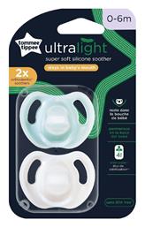 Tommee Tippee Πιπίλες Σιλικόνης Ultra Light Λευκό/Βεραμάν για 0-6 μηνών 2τμχ