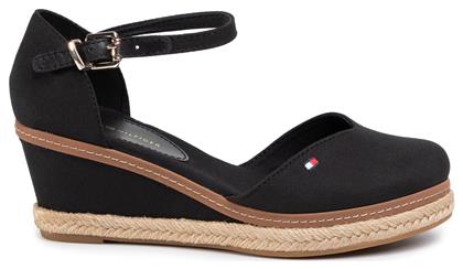 Tommy Hilfiger Basic Close Toe Mid Καλοκαιρινές Γυναικείες Πλατφόρμες σε Στυλ Εσπαντρίγιας Μαύρες