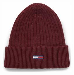 Tommy Hilfiger Beanie Γυναικείος Σκούφος με Rib Πλέξη σε Μπορντό χρώμα