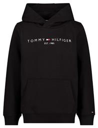 Tommy Hilfiger Fleece Παιδικό Φούτερ με Κουκούλα και Τσέπες Μαύρο Essential από το Cosmossport