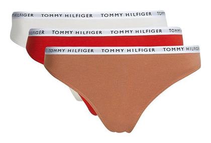 Tommy Hilfiger Γυναικεία String 3Pack White/Red/Brown