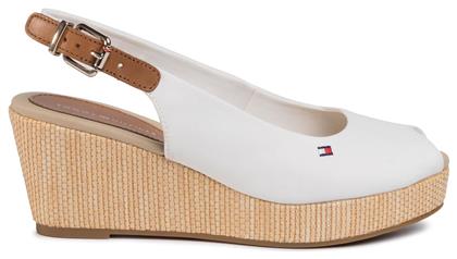 Tommy Hilfiger Iconic Elba Sling Back Καλοκαιρινές Γυναικείες Πλατφόρμες Λευκές