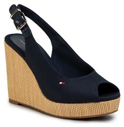 Tommy Hilfiger Iconic Elena Sling Back Καλοκαιρινές Γυναικείες Πλατφόρμες Navy Μπλε