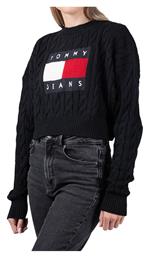 Tommy Hilfiger Μακρυμάνικο Γυναικείο Crop Πουλόβερ Μαύρο