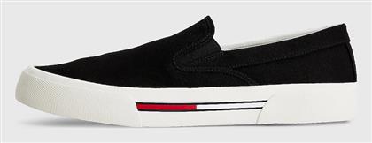 Tommy Hilfiger Πάνινα Ανδρικά Slip-On Μαύρα