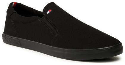 Tommy Hilfiger Πάνινα Ανδρικά Slip-On Triple Black