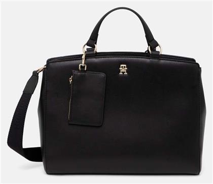 Tommy Hilfiger Satchel Γυναικεία Τσάντα Ώμου Μαύρη