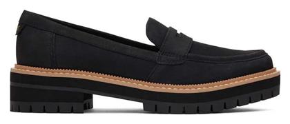 Toms Δερμάτινα Γυναικεία Loafers σε Μαύρο Χρώμα