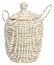 Tortilla Διακοσμητικό Καλάθι Ψάθινο με Καπάκι & Χερούλια Εκρού 31x31x46εκ. Soulworks