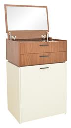 Τουαλέτα Κρεβατοκάμαρας Sonlen Ξύλινη Καρυδί-κρεμ με Καθρέπτη 60x45x130εκ.