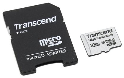 Transcend High Endurance microSDHC 32GB Class 10 High Speed με αντάπτορα